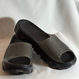 UGG Sz 8.5 (estimated) Jella Clear Charcoal Slide Platform Slip on Sandals NEW